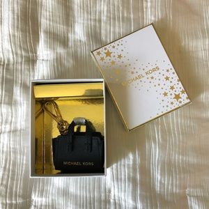 brand new michael kors black mini purse keychain
